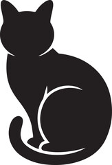 silhouette of a sitting cat. Vector Black silhouettes. with white background