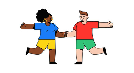 Joyful Partnership: Two Diverse Individuals Celebrate Collaboration and Shared Unity