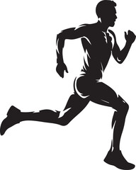 Simple black silhouette of a running man. Vector Black silhouettes. with white background