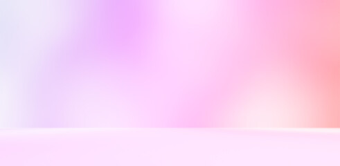 Fototapeta premium Abstract colourful room studio with pink purple yellow orange blue colours. Shadow of leaves overlay effect. Product presentation showroom. Minimal mock up blurred backdrop.