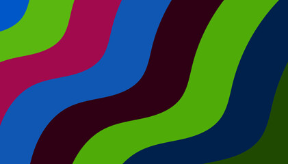Colorful Wavy Stripes - Fun Abstract Background with Fluid Shapes in Green, Blue, and Pink Hues