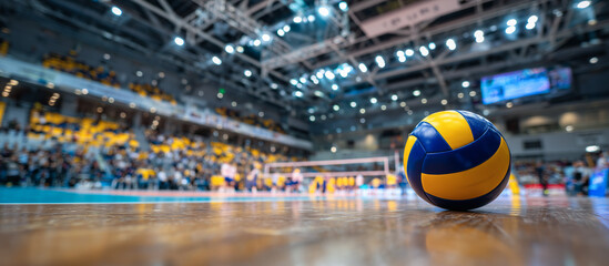 indoor volleyball in modern court banner background