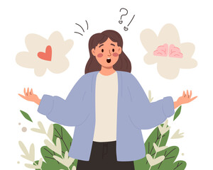 Young Woman Balancing Emotion an Intelligence.