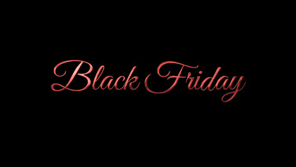 Red shiny Black Friday elegant calligraphy and lettering on dark or transparent background. Suitable for festive sale events and marketing visuals.
