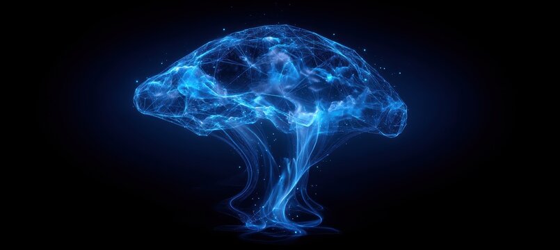 blue neural network pulsing with ai intelligence in digital void
