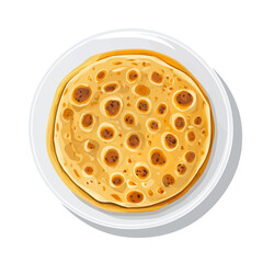 Paratha, modern 2D flat vector illustration in icon style, isolated on pure white background.