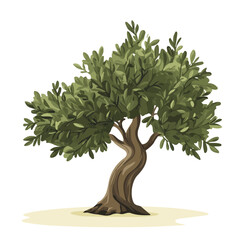 Simple flat 2D vector graphic of Olive Tree, modern icon look, displayed on a pure white background.