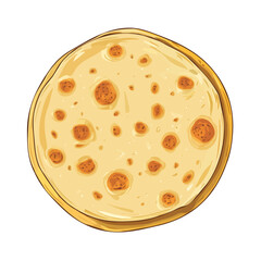 Roti illustrated in a clean 2D flat vector style, minimal and modern, isolated on a white background.