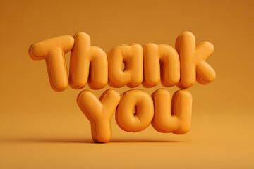 Orange thank you message in 3d rendering with a soft leather texture background