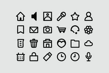 comprehensive vector icon set for web and mobile application design, featuring essential business and internet symbols like home, search, and mail arrows 