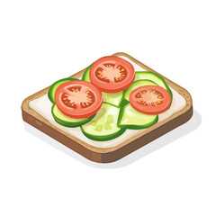 Smrrebrd, 2D flat vector illustration, simple and modern style, isolated on a plain white background.