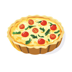 Quiche, modern 2D flat vector illustration in icon style, isolated on pure white background.