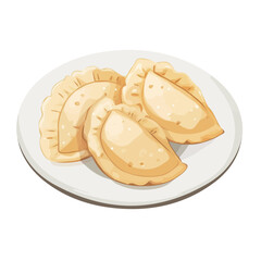 Flat 2D vector illustration of Perogies, simple icon style on a clean white background.