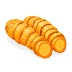 Turmeric Root, modern 2D flat vector illustration in icon style, isolated on pure white background.