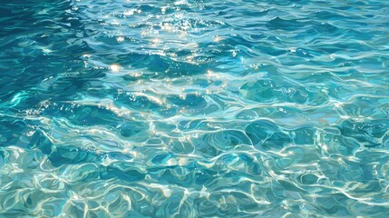 Obraz premium Sunlight creates shimmering patterns on the clear blue water inviting relaxation and tranquility.
