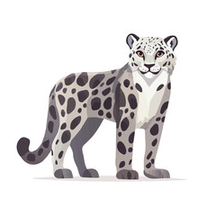 Flat 2D vector illustration of Snow Leopard, simple icon style on a clean white background.