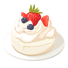 Minimal 2D vector illustration of Pavlova in flat icon style on a plain white background.