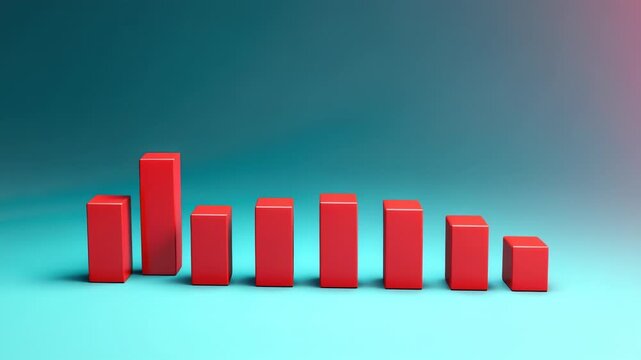 Red Bar Chart on Blue and Pink Background