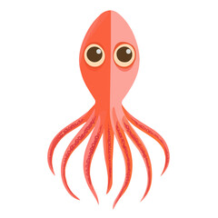 Squid, 2D flat vector illustration, simple and modern style, isolated on a plain white background.
