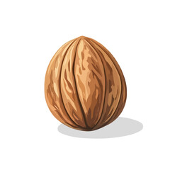 Nutmeg, 2D flat vector illustration, simple and modern style, isolated on a plain white background.