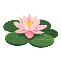 2D flat vector illustration of Water Lily, clean and minimal icon style, isolated on white background.