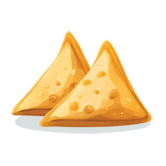 2D flat vector illustration of Samosas, clean and minimal icon style, isolated on white background.