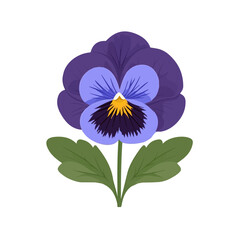 Minimal 2D vector illustration of Pansy Flower in flat icon style on a plain white background.