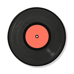 Minimal 2D vector illustration of Vinyl Record in flat icon style on a plain white background.
