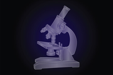 Detailed microscope with multiple lenses and stage Keywords: microscope, science, glass morphism