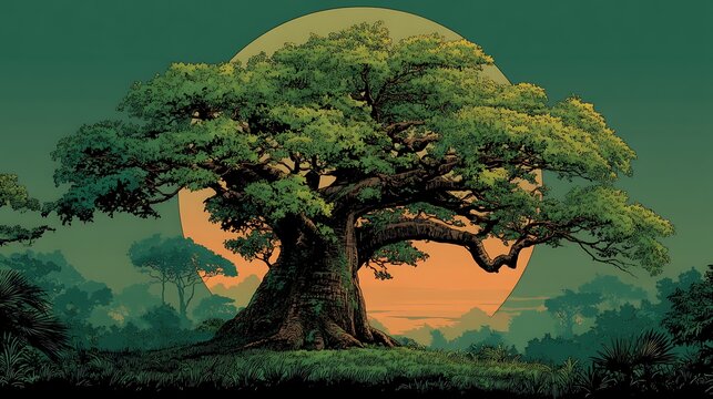 Artistic interpretation savanna tree high resolution picture