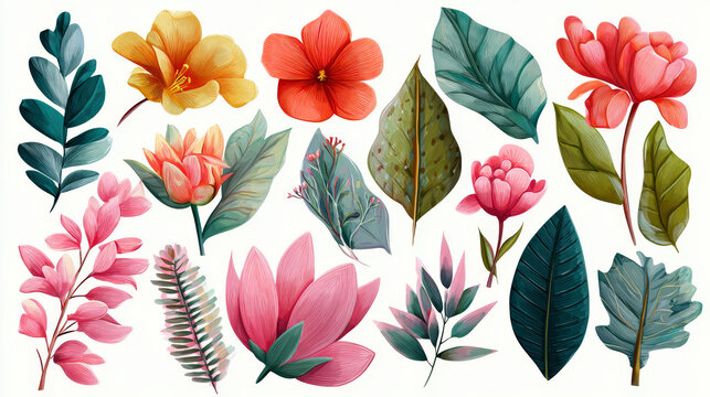 Fototapeta “Floral and leaf decorative elements, vector stock image.”