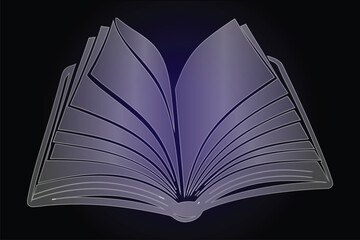 Open Book with Fanned Pages Icon symbol glass morphism