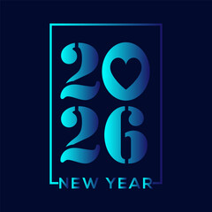 Happy new year 2026 text design for brochure design template card banner vector illustration.