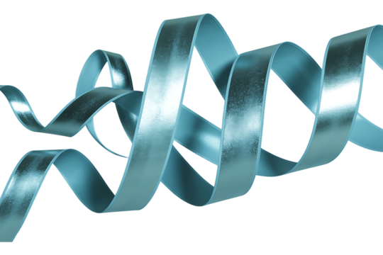 Curving light blue ribbon against a black background