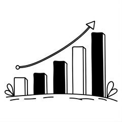 Rising Bar Chart with Upward Arrow Icon | Business Growth, Success and Analytics Symbol Vector