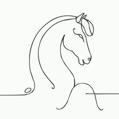 Minimalist line art of a horse head in elegant design  