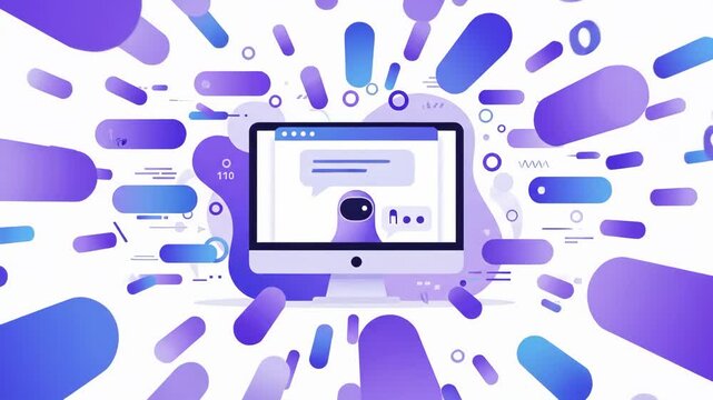 Modern Computer Chatbot Illustration - Technology and Communication Design.