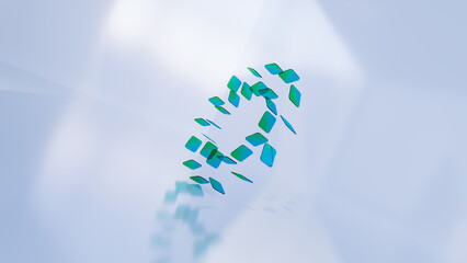 Abstract gradient blue round spiral, layers, glass	