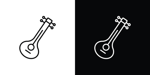 Naklejka premium Sitar icon logo design. symbol icon vector set