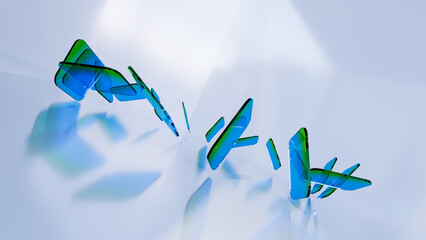 Abstract random gradient blue green glass layers 