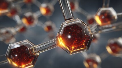 Floating 3D render of a wine molecule structure with tannin compounds