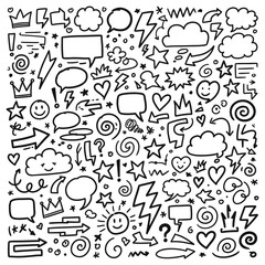 Abstract Hand-Drawn Doodle Sketch Pattern and Design Elements