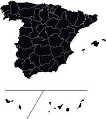 Vector Map of Spain with Provinces and Islands