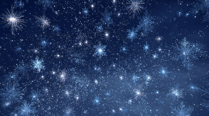 Christmas night sky full of shimmering snowflakes