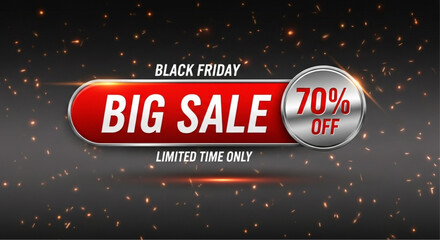 An eye-catching promotion banner offering a significant discount, perfect for promoting a sale event, such as Black Friday. The banner is designed to captivate with vibrant colors. vector illustration