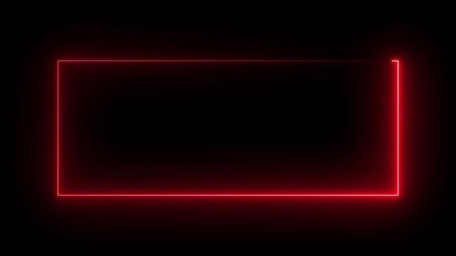Animation of glowing neon rectangles abstract background. abstract glowing red neon rectangle border frame. 4k animated on black background . empty space border presentation design background, 