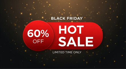 A vibrant and eye-catching advertisement, promoting a Hot Sale with a significant 60% discount for Black Friday. vector illustration