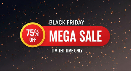 A captivating and dynamic promotional graphic heralding the arrival of Black Friday, with a bold announcement of a mega sale, promising significant discounts. vector illustration