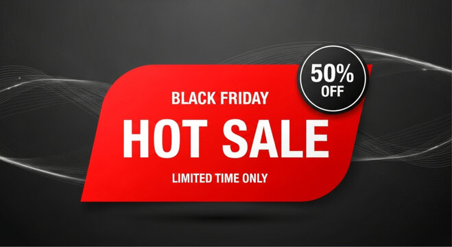 A vibrant and eye-catching advertisement that entices customers with a Black Friday Hot Sale, a limited-time opportunity to enjoy significant discounts. vector illustration
