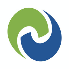 Abstract Green Blue Swirl Logo Background Circular Dynamic Balance Design